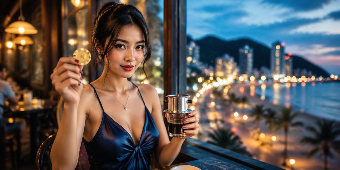Sảnh casino trực tuyến ở Việt Nam với ánh sáng và bàn chơi rực rỡ